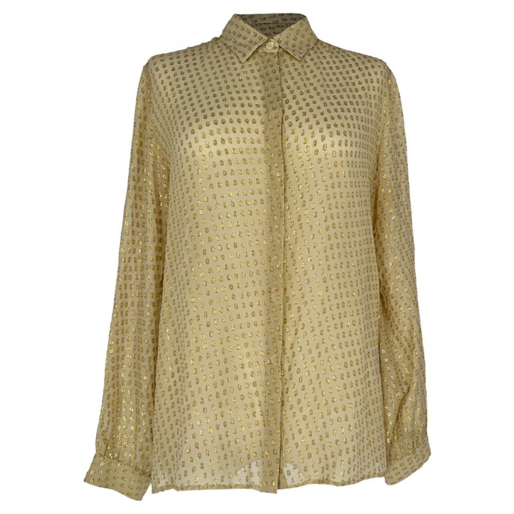 Etro Metallic Polka Dot Blouse in Cream Silk